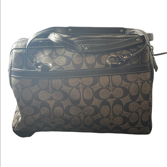 F14478 Large Heritage Stripe Signature Black Pvc & Leather Purse shoulder bag - Picture 7 of 10